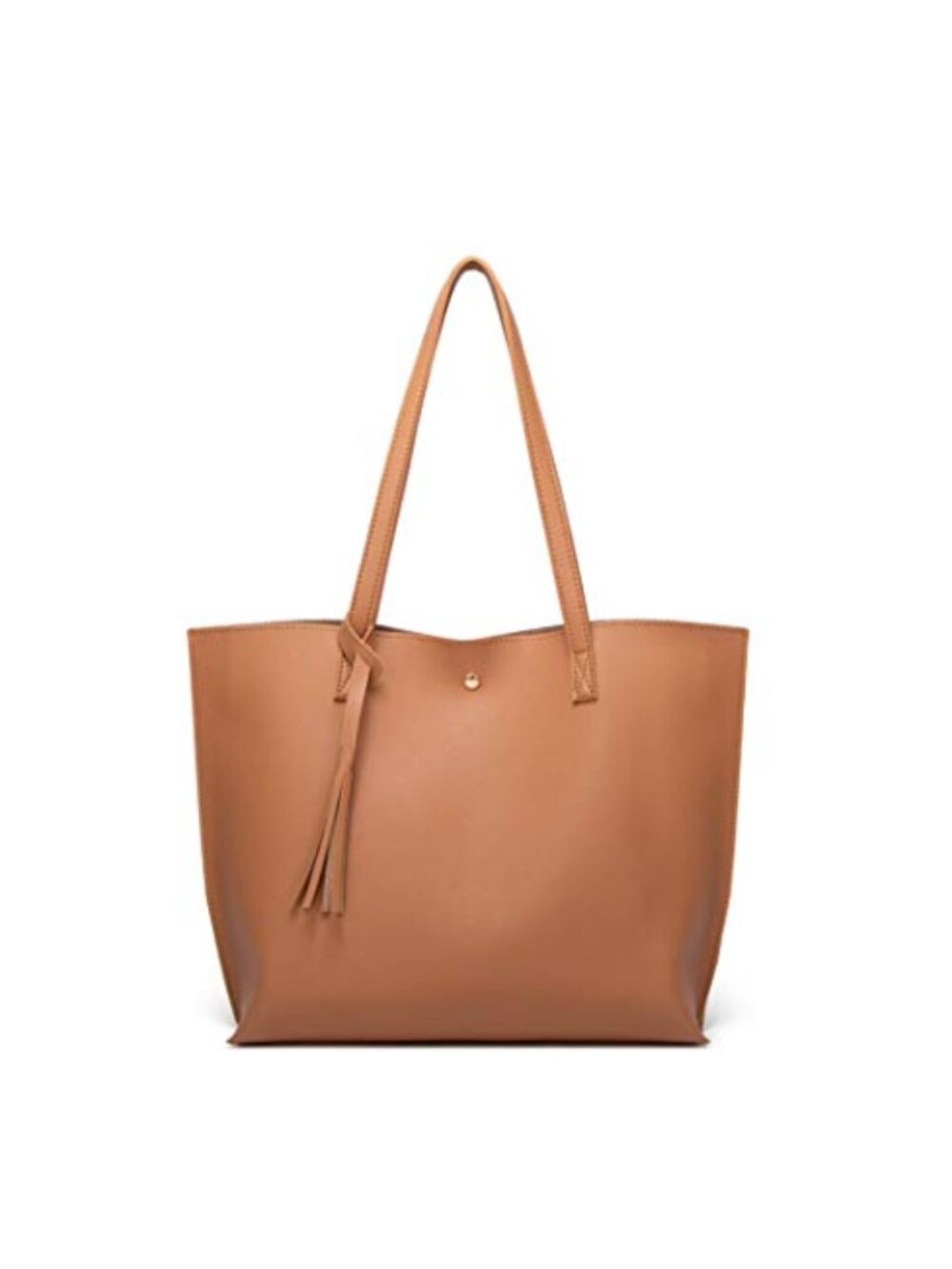 Faux Leather Tote Shoulder Bag, Large Capacity Tassel Handbag, Magnet Closure,